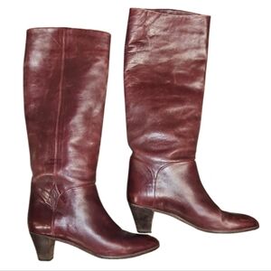 Vintage Tiamo 1970's Women's Italian Burgandy Soft Leather Boots size 8M